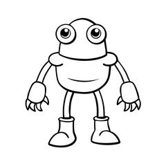 Obraz premium Cartoon character design featuring a quirky frog-like creature with big eyes and boots