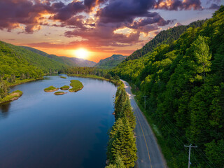 sunset over the river
