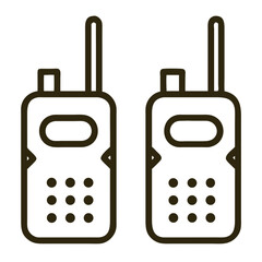 Obraz premium Two handheld radios with antennas positioned side by side on a neutral background
