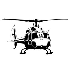 Black and White Helicopter SVG Vector Outline