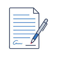 Document with handwritten notes and signature on a white background during a signing process in an office setting