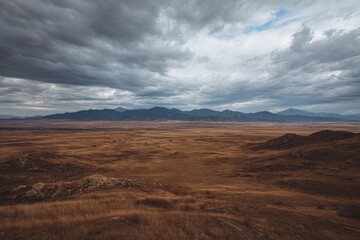Naklejka premium ngle photo of the vast expanse under gray clouds