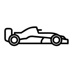 Obraz premium Sleek racing car silhouette in profile view showcasing aerodynamic design and wheels on a minimalist background