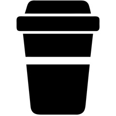 Coffee cup silhouette representing a cozy café atmosphere in a bustling urban environment during morning hours