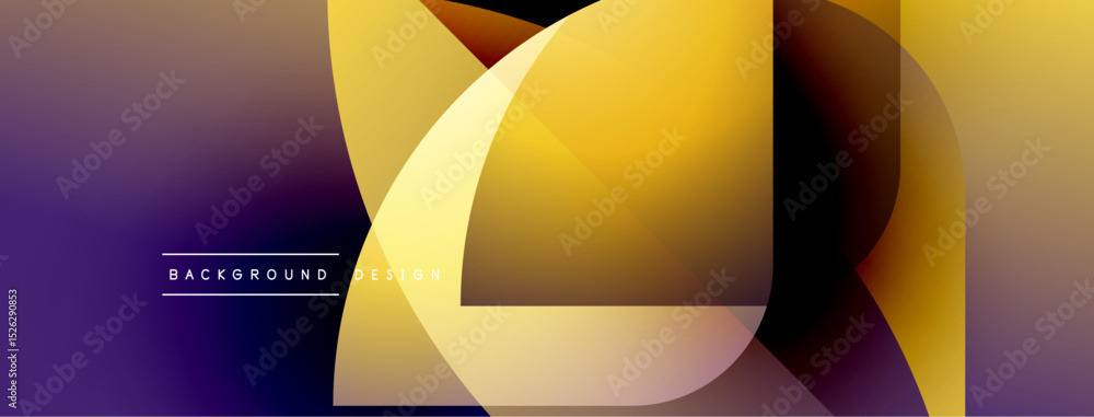 Aufkleber abstract geometric shapes overlap, creating vibrant gradient effect. purple, yellow hues dominate de