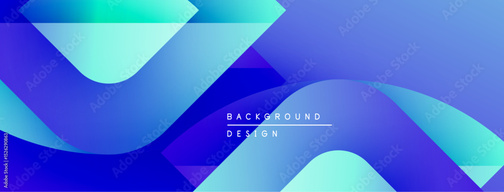 Aufkleber Abstract blue gradients create flowing shapes. Modern design features text background, design. Smooth transitions, vibrant colors dominate composition.