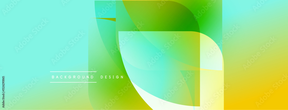 Aufkleber Abstract vibrant background. Smooth gradients blend turquoise, green, yellow hues. Overlapping shapes create dynamic visual effect. Modern design element.