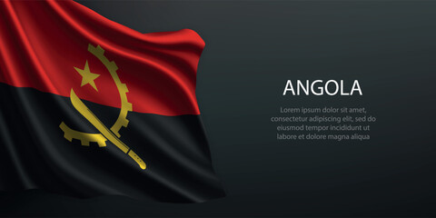 Angola national flag waving on dark background