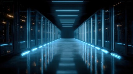 Obraz premium Futuristic Data Center Corridor