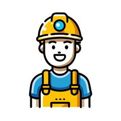Construction worker wearing a yellow hard hat and blue shirt smiles warmly while standing on a job site