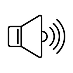 Loudspeaker emits sound waves in a simple illustration displaying audio technology and communication methods