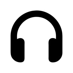 Elegant black silhouette of headphones symbolizing music, sound, and audio experiences in a modern design