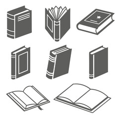 Collection of Books in Different Poses and Styles in Silhouette