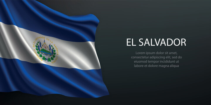 El Salvador national flag waving on dark background