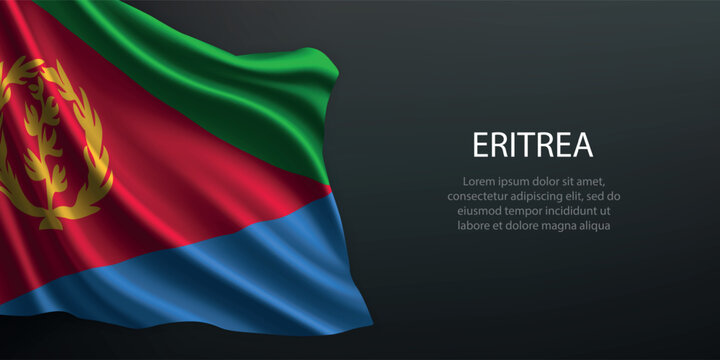 Eritrea national flag waving on dark background
