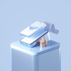 Payment with POS terminal concept. 3d rendering illustration.
