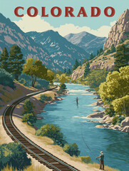 Vintage Colorado Travel Poster: A Retro Mountain Masterpiece