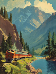 Colorado Vintage Travel Art Poster | Retro Mountain Scenery