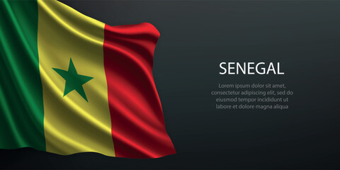 Senegal national flag waving on dark background