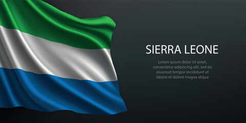 Sierra Leone national flag waving on dark background
