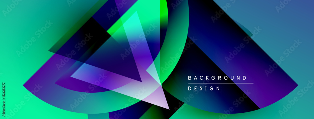 Fototapete Abstract gradients overlap creating dynamic visual effect. Blue, green, purple hues dominate composition. Modern design element.