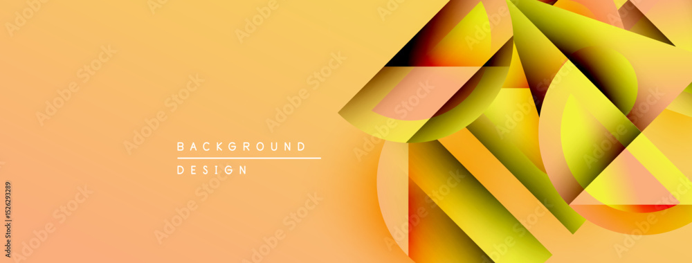 Leinwandbilder Abstract geometric shapes overlap, creating dynamic visual effect. Warm orange gradient provides soft backdrop. Modern design element.