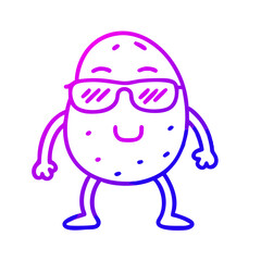 Creative cartoon potato character wearing sunglasses and showing a cool attitude in a colorful design