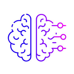 Concept of brain with digital signals representing artificial intelligence and technology integration in modern society
