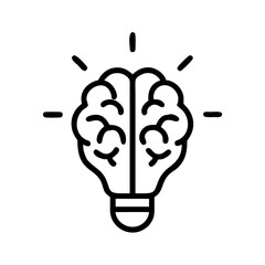 Light bulb design featuring a brain illustration representing innovative ideas and creativity in a modern style