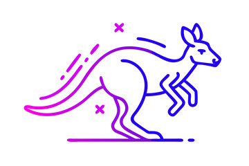 Kangaroo hopping in a stylized graphic design with vibrant colors on a white background