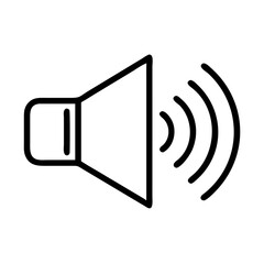 Sound wave icon represented by a speaker emitting sound waves in a minimalist design