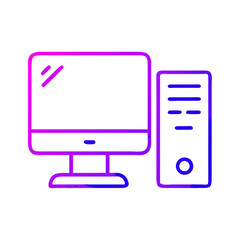 Colorful computer setup with monitor and tower designed for a modern workspace environment