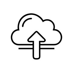 Cloud icon with upload arrow symbolizing data transfer and storage technology in a digital environment