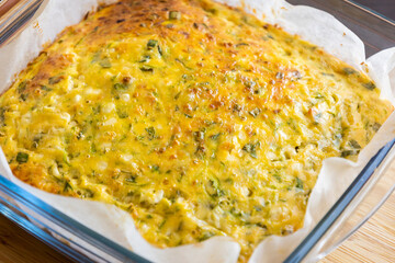 delicious and healthy crustless cottage cheese zucchini quiche. This golden-baked dish is perfect for a make-ahead breakfast or light lunch