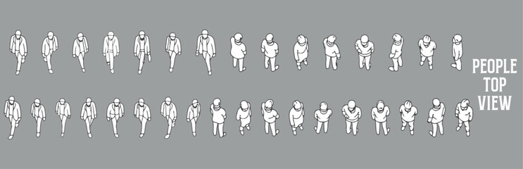 Top of view arban people architectural vector illustration