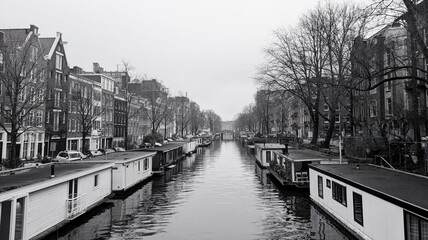 Fototapeta premium canal in amsterdam netherlands