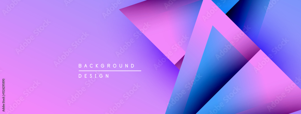 Poster abstract geometric shapes overlap. gradient purple, blue hues dominate design. modern background sui