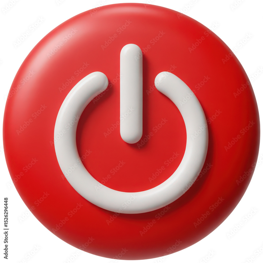 Aufkleber red power icon with white symbol a modern symbol for on off switch on transparent background for use