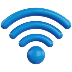 Vibrant Blue WiFi Icon on Transparent Background for Wireless Connectivity and Internet Access