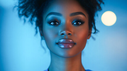 Black woman, nurse and face in hospital with trust, confidence and serious in medical clinic for professional about us. African portrait, ai generated and healthcare worker working late at night
