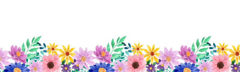 Watercolor flowers background vector for design.