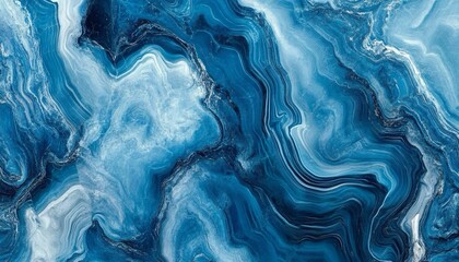 Motivo astratto con colori blu e bianco. Ci sono onde e vortici che creano un effetto di movimento fluido