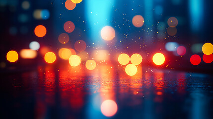 Abstract bokeh, building and blurred architecture background for design, finance and financial business center. Colorful, urban city and glow reflection mockup for investment, economy and wallpaper