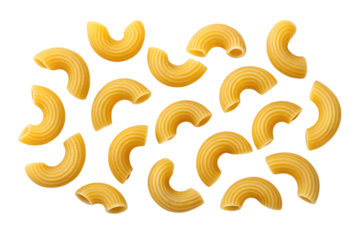 Elbow macaroni pasta isolated on transparent background