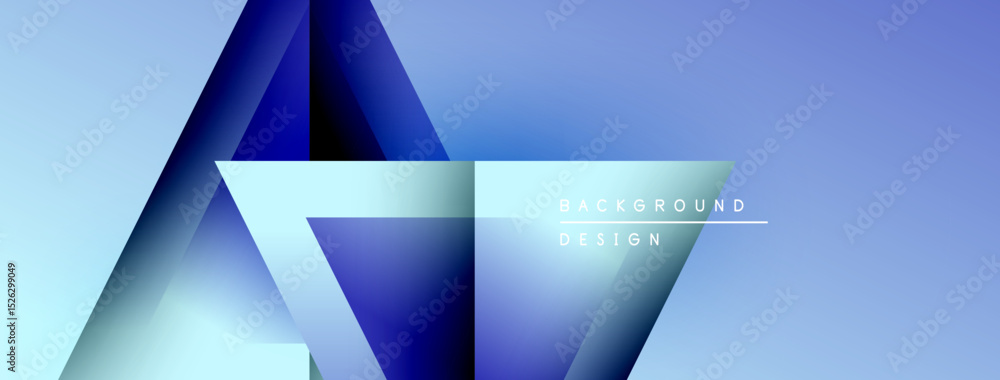 Aufkleber Abstract geometric design. Blue gradients create layered triangular shapes. Minimalist style with text indicating background element.