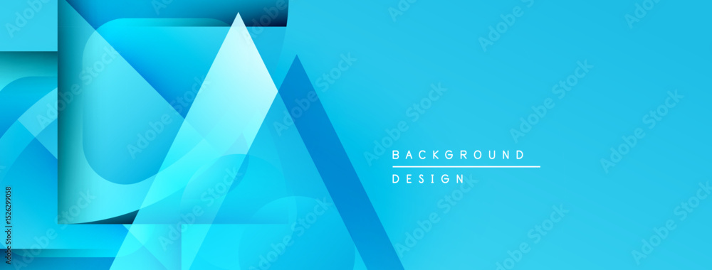 Poster abstract blue design features layered geometric shapes. modern aesthetic, clean lines, vibrant color