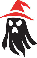 Fototapeta premium ghost wearing red wizard hat icon