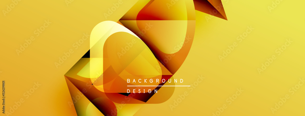 Aufkleber Abstract yellow design features curved shapes, gradients. Text reads background design. Modern, dynamic visual composition.