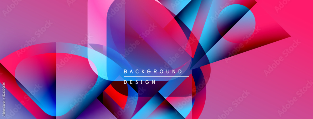 Poster abstract vibrant layers create dynamic composition. pink, blue hues blend, forming modern background