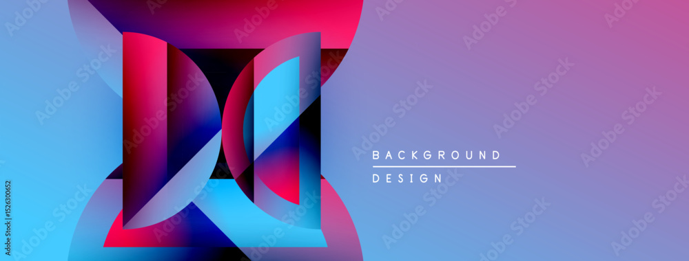 Poster abstract geometric design. vibrant colors blend, creating dynamic visual impact. modern aesthetic, s
